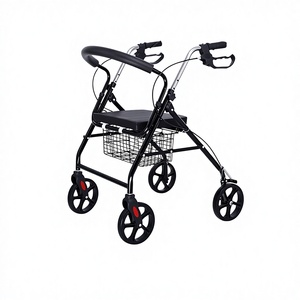 <b>Walker</b> Rollator Aluminum Alloy Four Wheel Foldable With Seat And Basket For Elderly Mobility Aid - Product Image 5