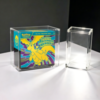 Boîte de rangement portable moderne personnalisée en usine, boîte de présentation en acrylique pour boosters ETB, avec couvercle magnétique, empilable