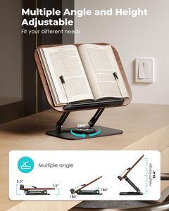 Support de livre pliable léger ZJH à hauteur et angle réglables, rotatif à 360°, pour bureau/cuisine/école, compatible Kindle/tablette - Product Image 3