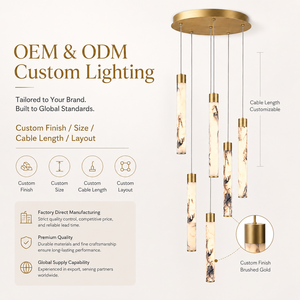 Marble <b>Tube</b> 6 Light Cluster Pendant Light Modern Luxury Indoor Hanging Lamp for Living Room Staircase Villa - Product Image 6