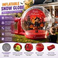 Globe à neige gonflable en PVC sur mesure pour Halloween, taille humaine, avec éclairage LED et pompe à air électrique, étanche