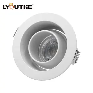 90mm Round anti glare die cast aluminum COB 5W GU10 adjustable down lights housing for office