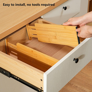 Adjustable Bamboo <b>Drawer</b> Dividers <b>6</b> Pack Rectangular Standing Type Storage Organizers For <b>Drawers</b> Clothing Utensil Underwear - Product Image 3