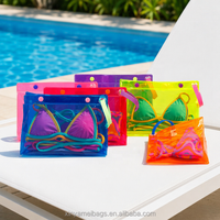 Sac de maillot de bain recyclable avec logo personnalisé, pochette zippée transparente en PVC, emballage étanche pour maillot de bain et bikini mouillés avec poignée en silicone