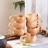 Tasse à poignée en bois finlandaise avec protection contre les brûlures tasse à café de camping en plein air pour lait et thé tasse chinoise artisanale