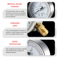 Manomètre médical ZX-16-2 0-58 PSI Précision 1,6 % en acier inoxydable pour intubation trachéale et pompe manuelle