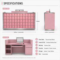 Comptoir de réception rose en acier inoxydable, design moderne, pour salon de beauté et mobilier commercial