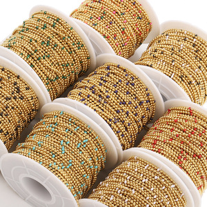 <b>Beaded</b> Chain 18k Gold Enamel Round Stainless Steel Jewelry Findings For Bracelet Making DIY Accessories - Product Image 5