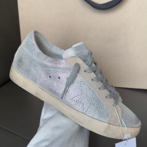 High Quality Luxury Designer Silver Goose Lace-up Genuine Leather <b>Sneakers</b> Anti <b>Slip</b> Comfortable Board Shoes Golden Dirty - Product Image 3