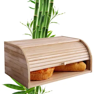 Fácil de limpiar, precio perfecto, Cubo de pan de bambú, caja de pan enrollable de Bambú