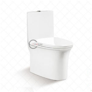 WC monobloc compact à coins arrondis anti-collision – WC allongé compact pour petite salle de bain sécurisée - Product Image 1