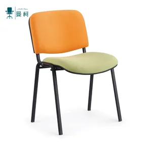 Foshan Metallrahmen Stoff Armless Stacking Chair Linka ble Connect able Guest Besucher konferenz Student Chair