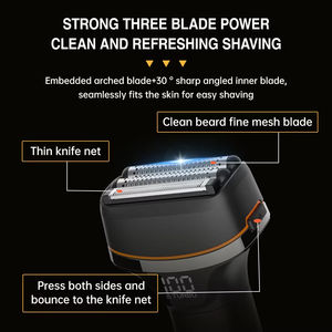 Rasoir à feuille triple lame forte puissance 800 MAh écran LCD rasoir étanche avec capuchon pour hommes longue barbe chauve rasoir - Product Image 3