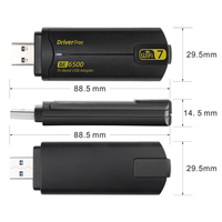 Adaptador WiFi7 de Triple Banda BE6500 USB 3.0, Dongle Inalámbrico sin Controlador, Adaptador de Red USB para Laptop y Notebook