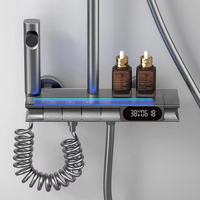 Ensemble de douche FEIDU personnalisé à quatre vitesses avec bande lumineuse LED pour salle de bain, technologie de clavier de piano, affichage numérique, robinets de douche de massage pour bain
