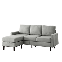 Canapé sectionnel 3 places au design moderne, gain de place, ottoman rangable, ensemble de meubles économiques pour salon en tissu