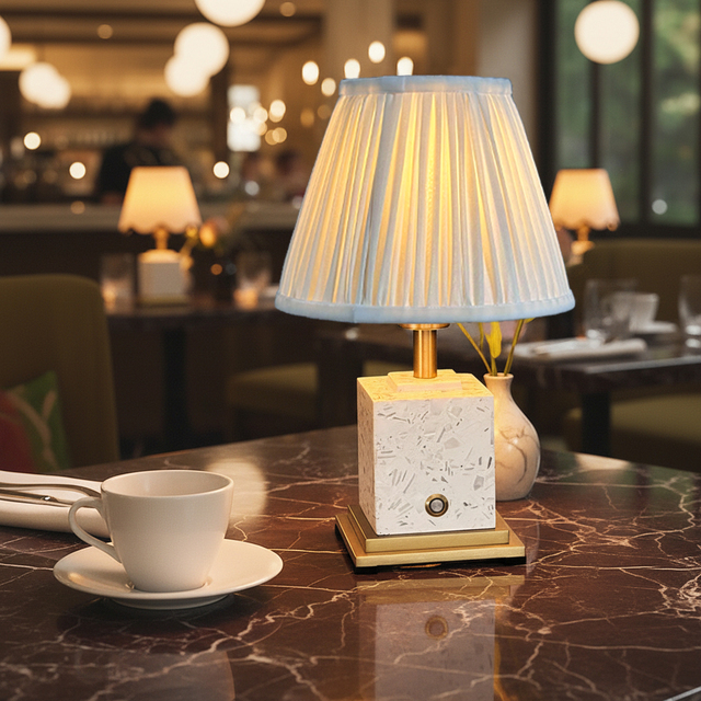 Nordic Modern Marble Cordless Battery Operated LED Table Lamp with Touch Control Luxury Home Decor for Bedroom and Study