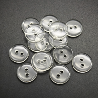 Kancing Resin Transparan Grosir 2 Lubang Bentuk Bulat untuk Menjahit Gaun, Blus, Lapisan Pakaian, dan Finishing Garmen
