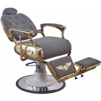 Fauteuil de Barbier Professionnel Vintage en Cuir Artisanal, Inclinable Hydrauliquement, Robuste, avec Rotation à 360 Degrés