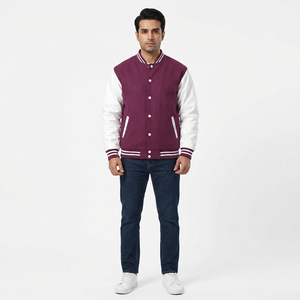 Customized Logo Front Stand Collar Breathable Full Sleeves 100% Cotton College <b>Baseball</b> Varsity <b>Jacket</b> <b>Men</b> - Product Image 1