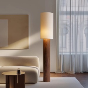 Lámpara de Pie de Madera Maciza de 30 cm de Diámetro y 160 cm de Altura, LED con Color Ajustable, Bajo CRI 60, Iluminación Decorativa para Sala de Estar, Dormitorio y Hogar - Product Image 1