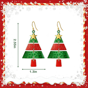 Hot Selling Handmade Christmas Tree <b>Earrings</b> Large Star Metal Christmas Tree Spliced <b>Drop</b> <b>Earrings</b> Necklace Mainly Made Alloy - Product Image 3