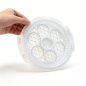 Bandeja Desechable Blanca de Plástico PP en Forma de <span class=keywords><strong>Cesta</strong></span> para Dumplings, Shaomai, Xiaolongbao, Apta para Alimentos, para Llevar, para <span class=keywords><strong>Delicatessen</strong></span> y Pastelería - Product Image 4