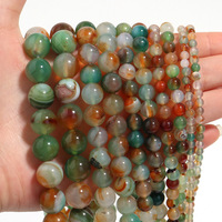 Perles rondes en agate paon plaquées or/argent en gros, pierres naturelles lâches pour la fabrication de bijoux et bracelets DIY