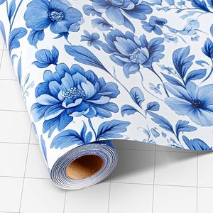 Original small-scale exclusive Chinoiserie blue blue-and-white porcelain style flower <b>pattern</b> coated <b>paper</b> packaging <b>paper</b> - Product Image 6