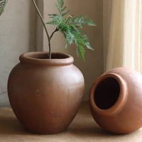 Vase en argile en terre cuite de Style Vintage rustique accessoires de décoration de maison Vases en céramique de grande forme pour fleur