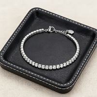 Bracelet chaîne en acier inoxydable avec zircon blanc, bijoux de mode en gros pour hommes et femmes, usage quotidien/affaires