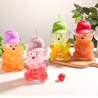 Gobelet en verre en forme d'ours avec paille, pour boissons froides, isolation thermique 0-6 heures, design moderne et minimaliste