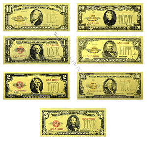 Set Uang Kertas Palsu Dolar AS Denominasi Lengkap 1-100, Uang Film untuk Pesta, Lembaran Emas, Kartu Kenang-kenangan - Product Image 1