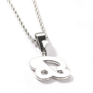 Cadena de Cobre con Incrustaciones de Circonio, Estilo Hip-Hop Americano, con Letras Inglesas Collar con Colgante de 2 Letras Iniciales en Cursiva - Product Image 6