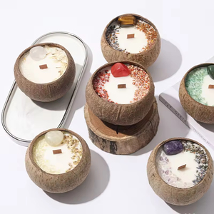 Velas Aromáticas de Coco con Mecha de Madera Hechas a Mano, Ecológicas y Naturales, con Flores Secas y Cristales, para Decoración del Hogar, Venta al Por Mayor - Product Image 1