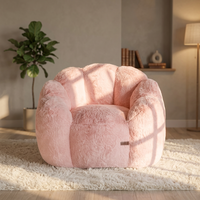 Fauteuil pouf moderne en fausse fourrure PU sur mesure OEM, canapé lounge rembourré doux en forme de fleur, siège individuel pour salon et chambre à coucher