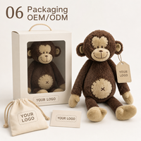 Boneka Monyet Plushie Custom Langsung dari Pabrik, Berdasarkan Desain OEM ODM, Boneka Karakter Isi Dakron untuk Merek IP Asli