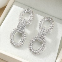 Boucles d'oreilles double couche en zircon TIANSHE pour femme, de luxe, style industriel, avec aiguille en argent 925
