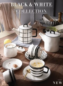 LovingHome Eco-Friendly Custom-Sized Black White Royal Bone <strong>Diana</strong> 55-Piece Porcelain Dinner Plates for Home Party Use-Vintage - Product Image 4