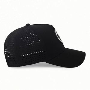 Wholesale Custom Unstructured 5 Panel a Frame <b>Baseball</b> <b>Cap</b> Laser Cut Hole 5 Panel Rubber Pvc logo <b>Baseball</b> <b>Cap</b> - Product Image 5