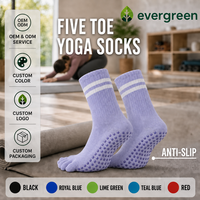 Chaussettes de yoga à cinq doigts antidérapantes pour femmes, chaussettes de Pilates avec grip en caoutchouc