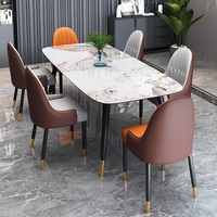 Table à manger rectangulaire en pierre italienne, petite table à manger pour appartement, marbre, luxe léger, moderne, simple, nouvelle table à manger 2024