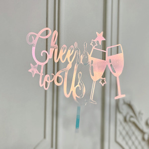 ท็อปเปอร์เค้กอะคริลิคสีทอง  "น้ำผึ้งและความหวาน ขอให้เราโชคดี" สำหรับตกแต่งเค้กในงานปีใหม่ - Product Image 2