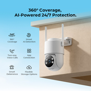กล้องวงจรปิด WiFi ความละเอียดสูง 2K 3MP สำหรับภายนอกอาคาร OEM ODM 360 องศา ° กล้อง PTZ, ระบบตรวจจับมนุษย์, ไฟสปอตไลท์และไซเรนเตือนภัย, ระบบมองเห็นกลางคืนแบบสี - Product Image 1