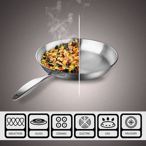 Poêle à frire en acier inoxydable Db 32 cm, antiadhésive, compatible induction, design moderne pour cuisine ou hôtel - Product Image 6