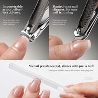Coupe-ongles en acier inoxydable, ensemble de 4 pièces avec ouverture large, lime à ongles en verre compacte de qualité supérieure, kit de manucure pour la maison et les voyages