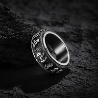 Bague Pixiu rétro tendance en acier inoxydable avec mantra rotatif à six caractères, bijou personnalisé anti-stress pour homme