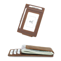 Dompet Kartu Minimalis Kulit Asli Pria Berkualitas Tinggi, Tempat Kartu Tipis dengan Klip Uang Magnetik, Dompet Kulit Pria untuk Hadiah