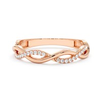 Bague d'éternité torsadée en argent sterling 925 plaqué or avec diamants, accessoire de mode personnalisé Maimang pour femmes