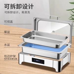 Horno Eléctrico Cuadrado de Acero Inoxidable con Tapa Abatible, Aislamiento Térmico, Pantalla Visual y Control Inteligente de Temperatura para Calentar en Mesa - Product Image 3